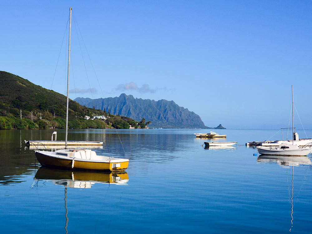 View from He’eia Pier Boat Harbor